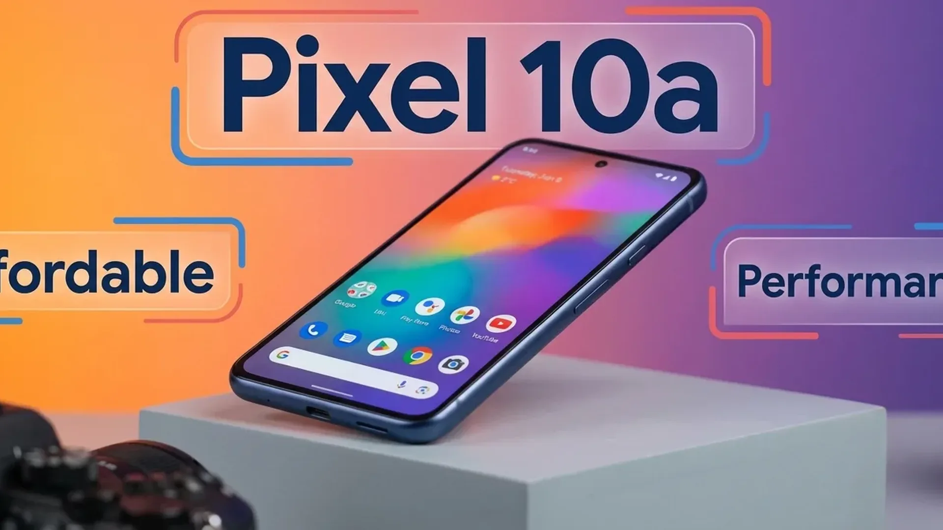 Google Pixel 10a smartphone showing flat camera design and premium build quality