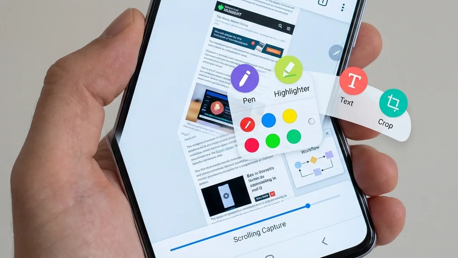 Android screenshot με scrolling capture και AI επεξεργασία στο Android 16