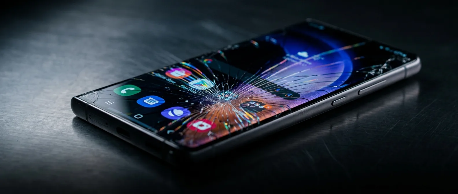 Samsung Galaxy σπασμένη οθόνη - σύγκριση AMOLED και glass repair επιλογών