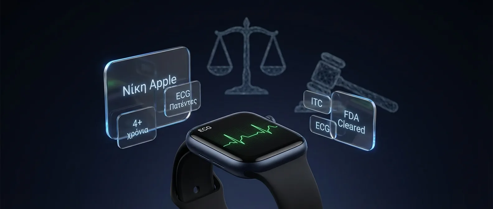 Σύγκριση Apple Watch και AliveCor ECG συσκευών σε δικαστική αίθουσα με σφυρί δικαστή