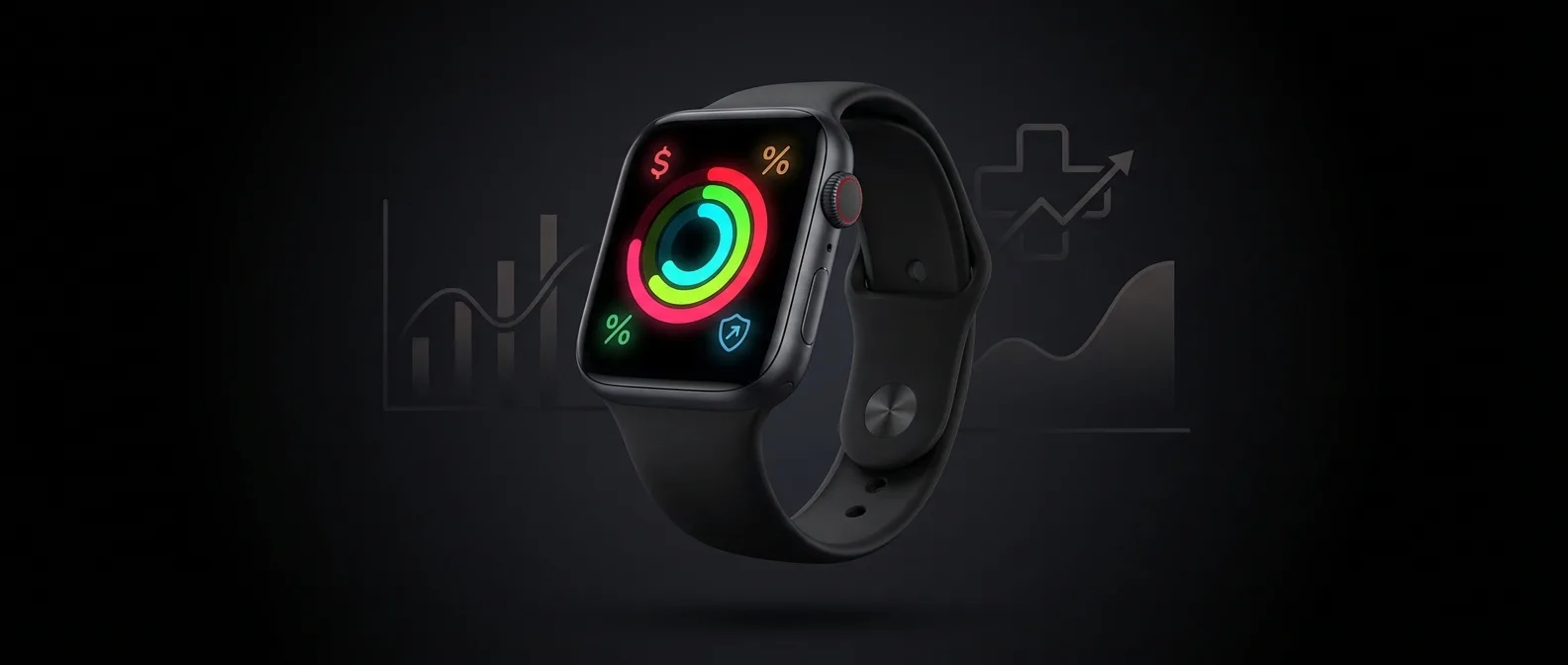 Apple Watch που εμφανίζει στοιχεία άσκησης και υπολογισμό ασφαλιστικών οφελών