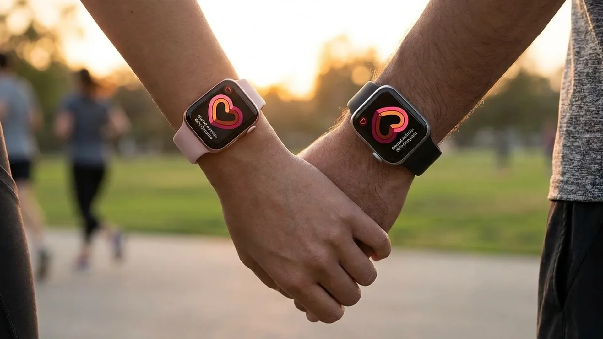 Ζευγάρι φορά Apple Watch κάνοντας κοινό workout και μοιράζεται fitness δεδομένα μέσω Activity Sharing