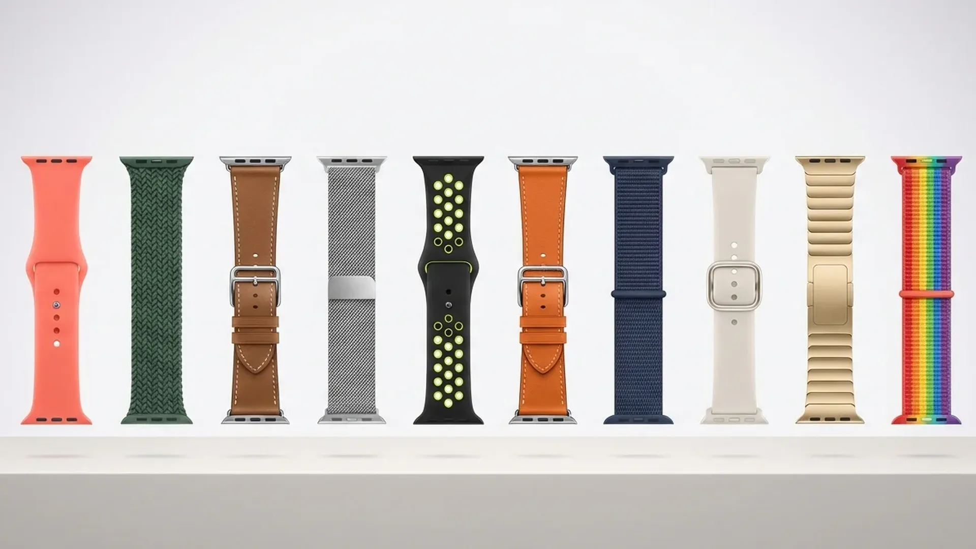 Συλλογή λουρακιών Apple Watch 2026 με διάφορα υλικά και χρώματα