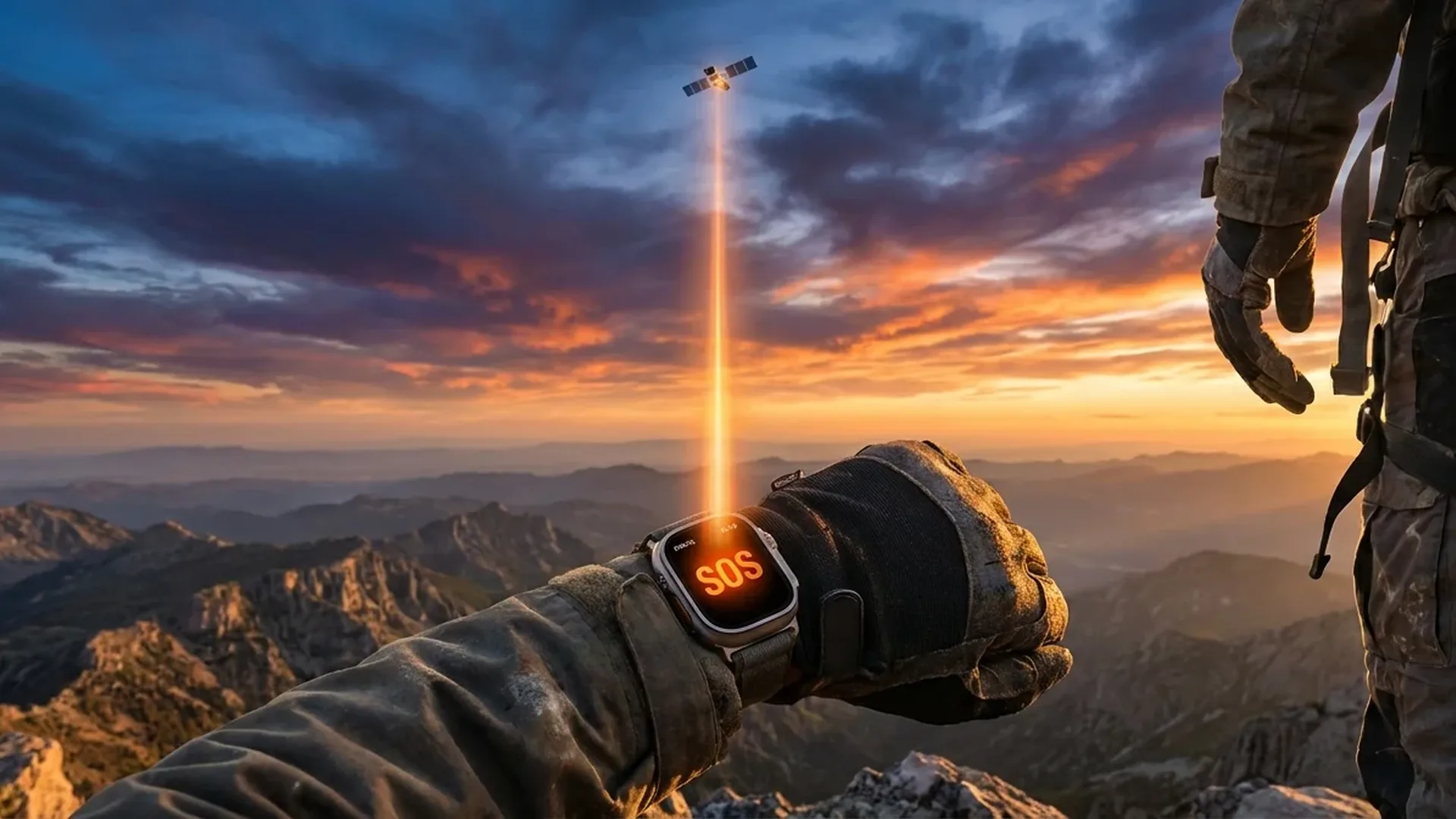 Apple Watch Ultra με Satellite SOS ενεργοποιημένο σε βουνίσια περιοχή χωρίς κάλυψη δικτύου