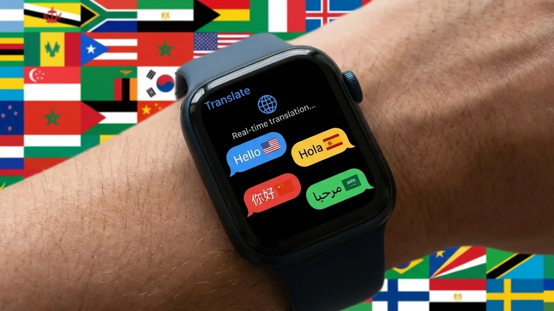Apple Translate εφαρμογή στο Apple Watch με διεπαφή μετάφρασης γλωσσών
