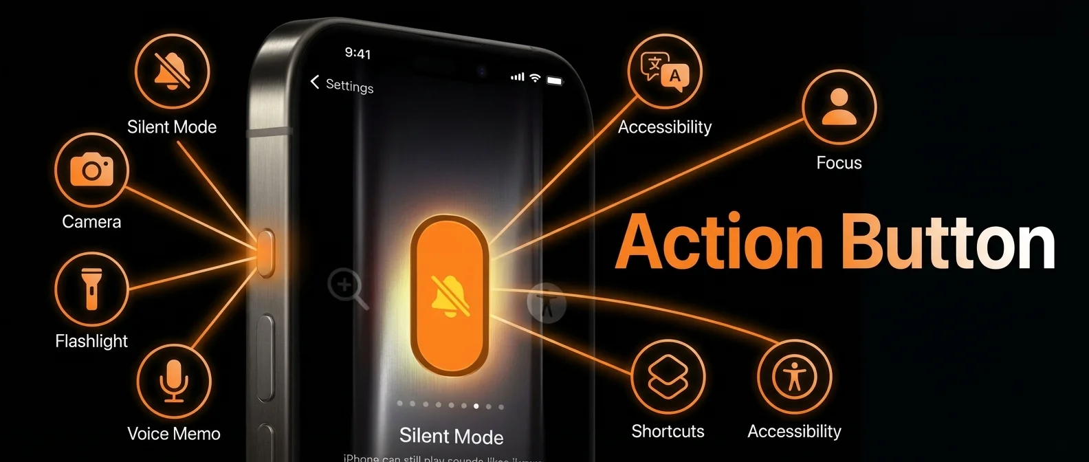 Action Button iPhone με όλες τις διαθέσιμες ρυθμίσεις και shortcuts στην οθόνη