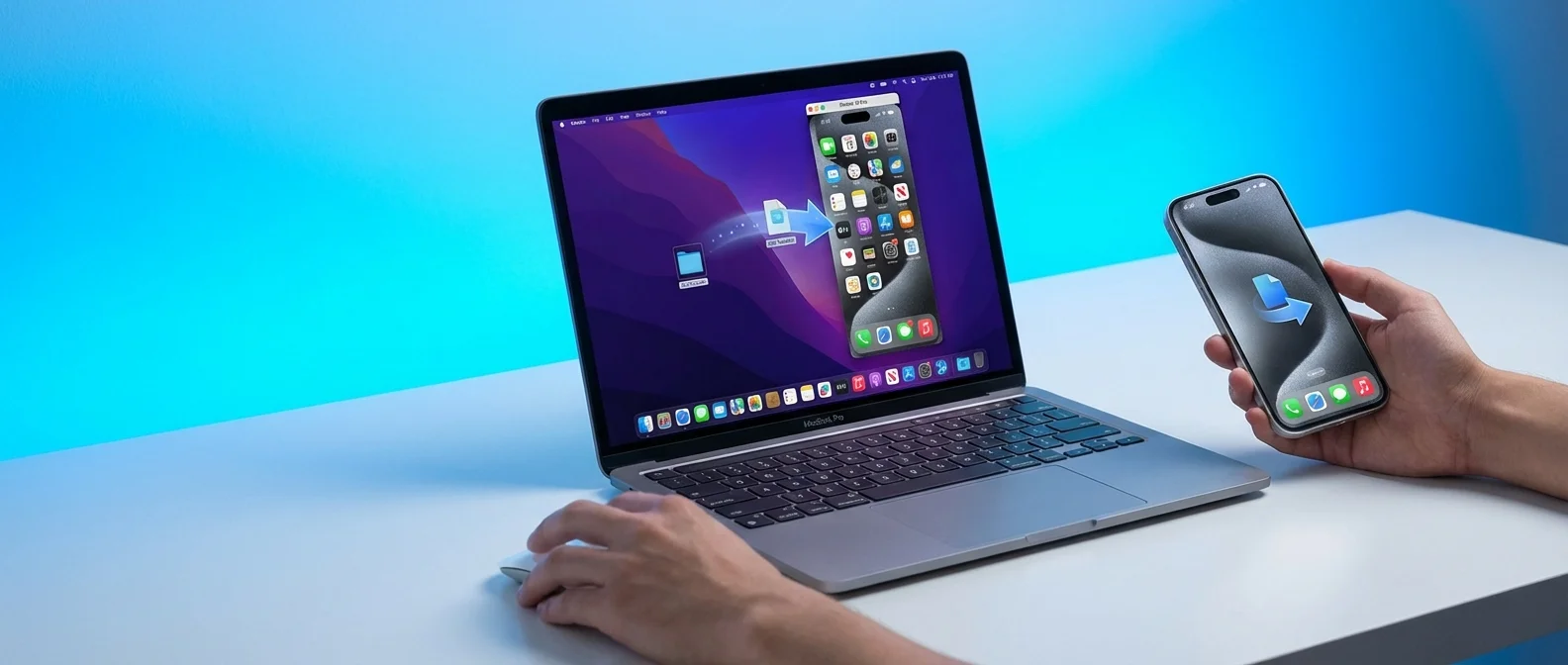 iPhone Mirroring interface στο Mac με drag and drop λειτουργία και Live Activities