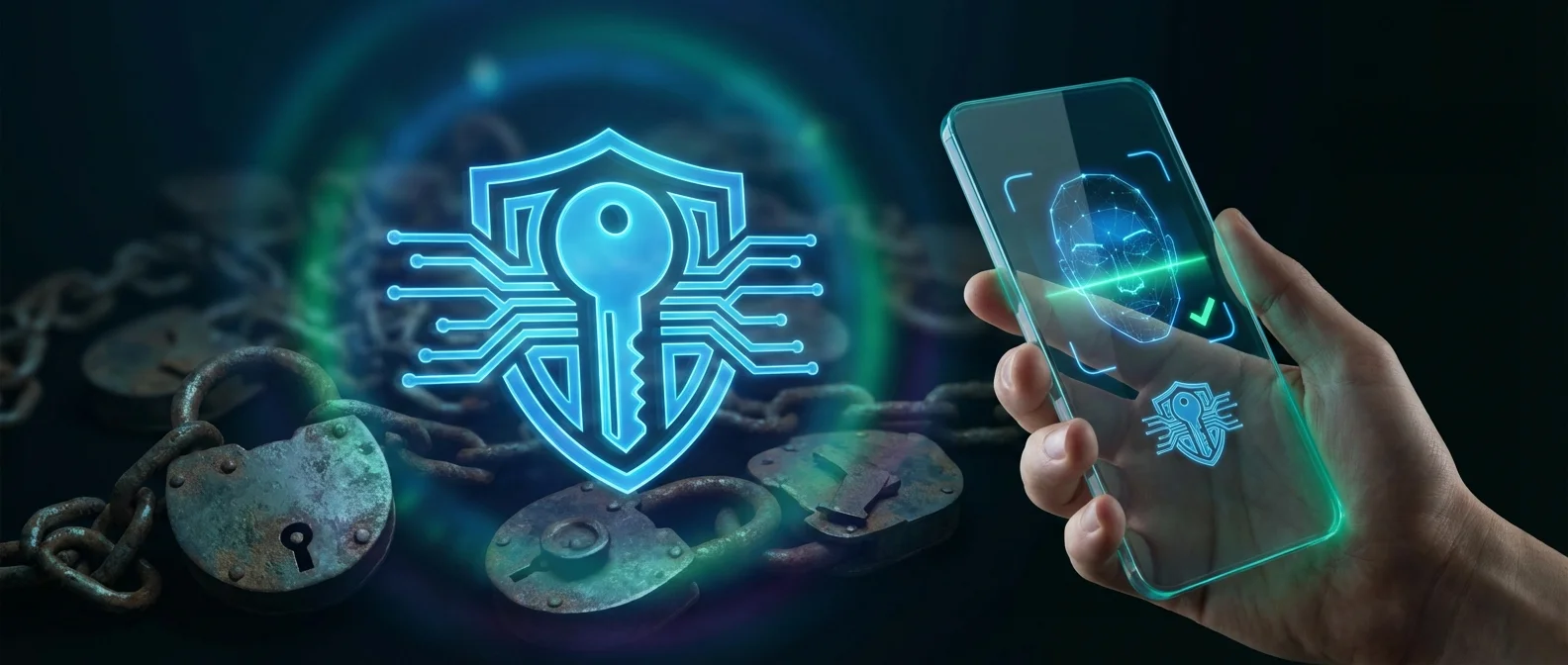 Passkeys iPhone interface με Face ID authentication και χωρίς passwords