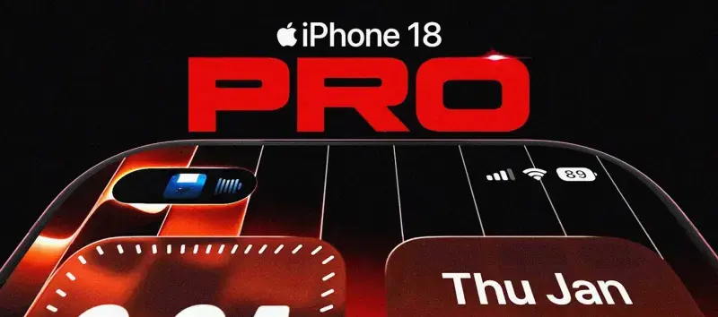iPhone 18 Pro με Dynamic Island στην πάνω-αριστερή γωνία και Face ID κρυμμένο