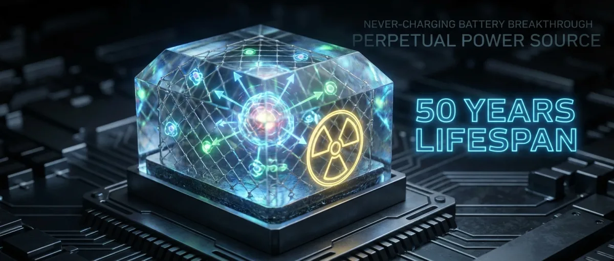 Coin-sized nuclear battery prototype showing 50-year lifespan technology