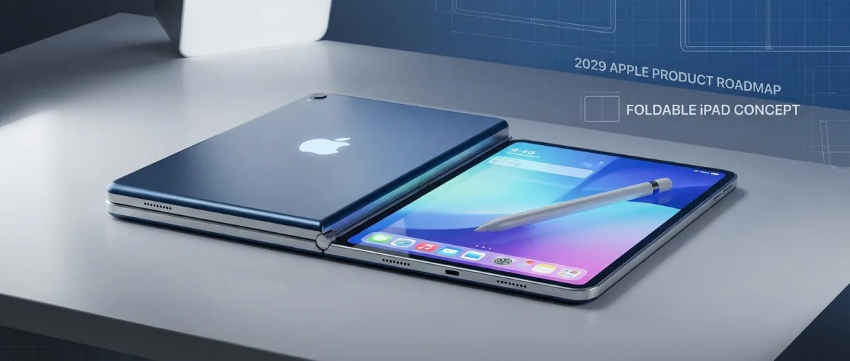 Conceptual design of Apple's 18-inch foldable iPad showing the massive screen when unfolded