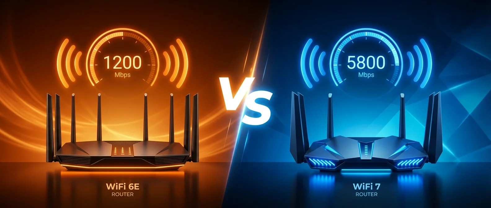 Σύγκριση ταχυτήτων WiFi 7 vs WiFi 6E με γραφήματα απόδοσης και τιμών router