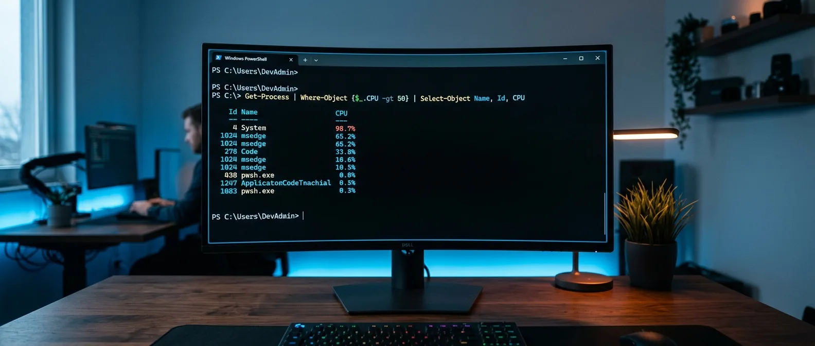 PowerShell τερματικό Windows 11 με εντολές παραγωγικότητας και αυτοματισμού
