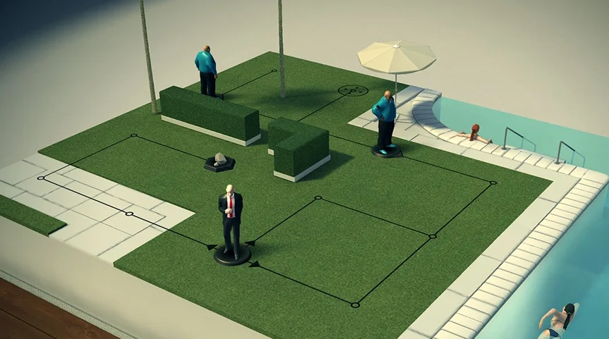 Hitman GO - puzzle stratégique minimaliste